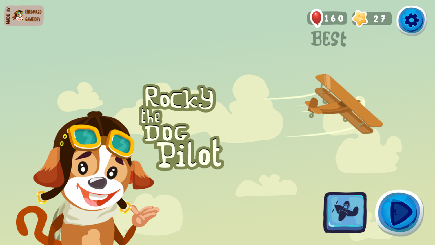 Rocky The Dog Pilot Game Welcome Screen Screenshot.