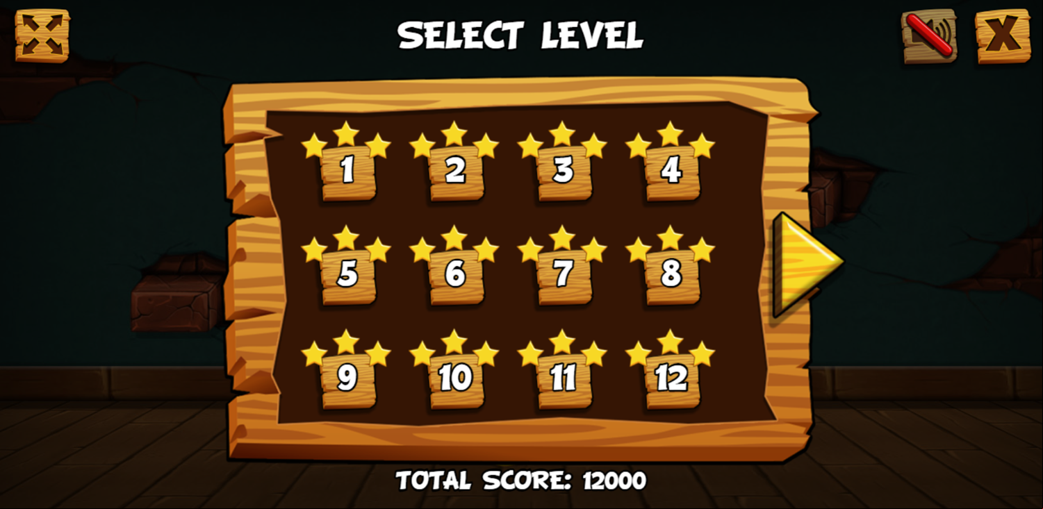 Rolling Cheese Game Level Select Screen Screenshot.