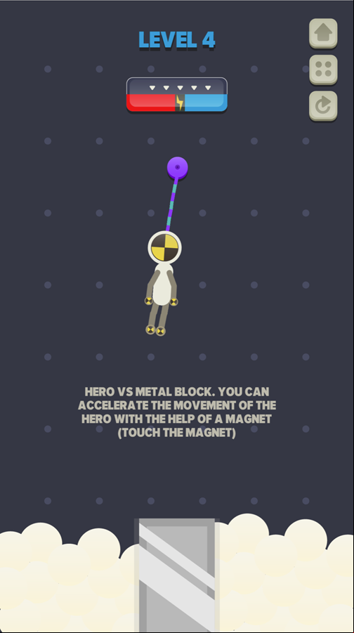 Rope Dude Game Metal Block Instructions Screen Screenshot.