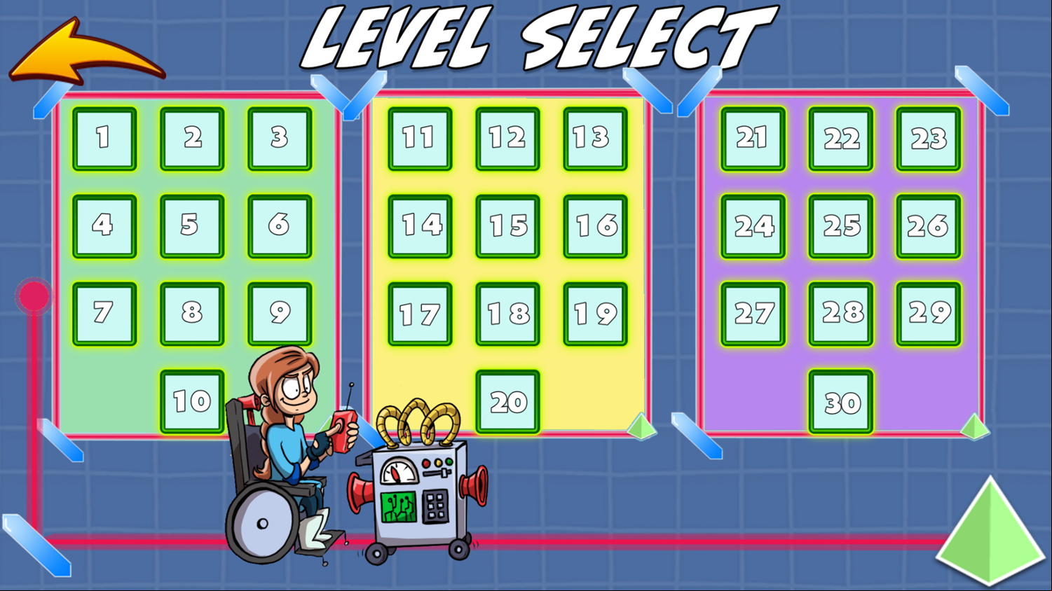 Rubi's Lazer Maze Game Level Select Complete Screenshot.