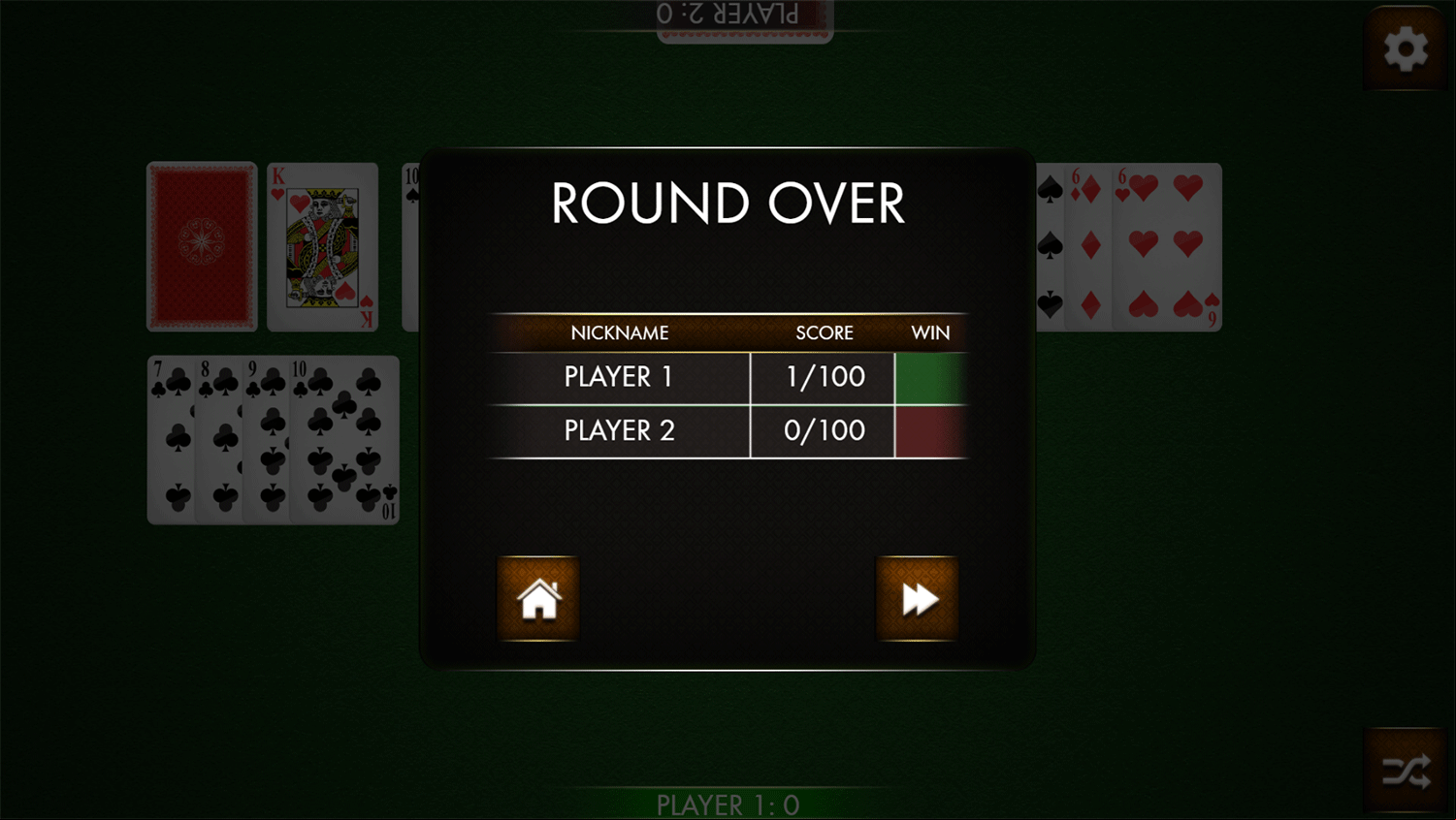 Rummy Game Round Over Screenshot.