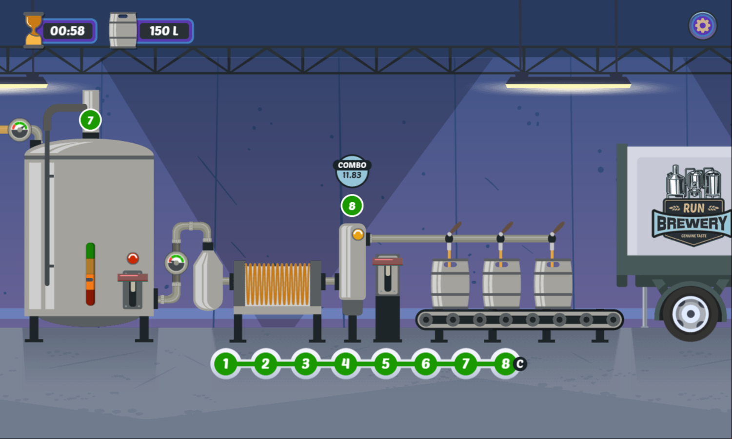 Run Brewery Game Filling Kegs Screen Screenshot.
