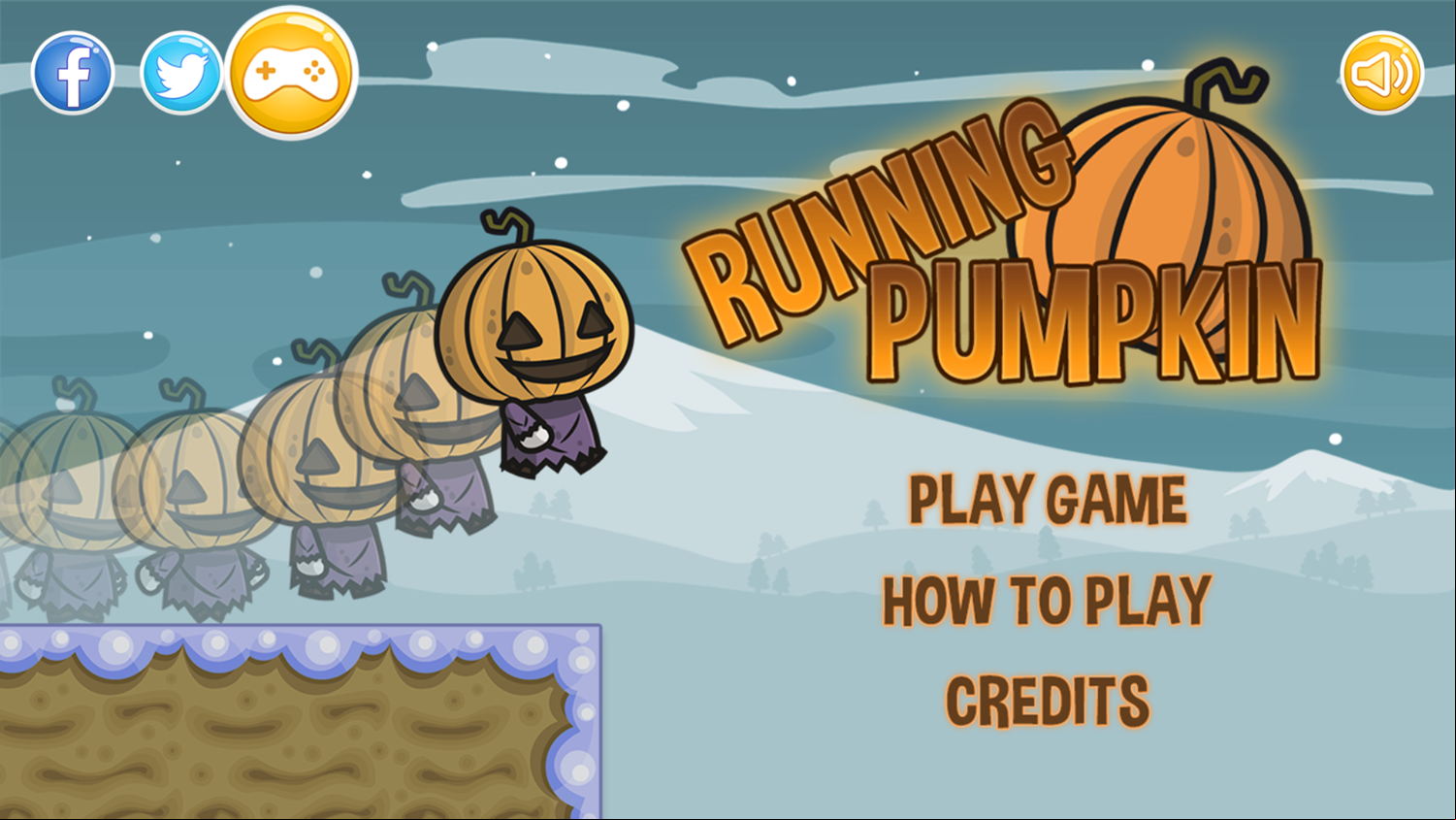 Running Pumpkin Game Welcome Screen Screenshot.
