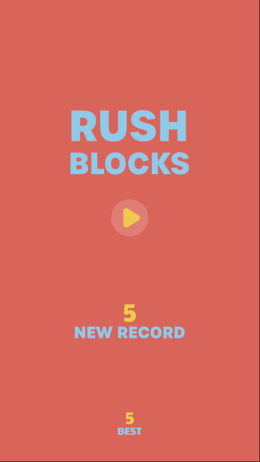 Rush Blocks Game Best Score Screenshot.