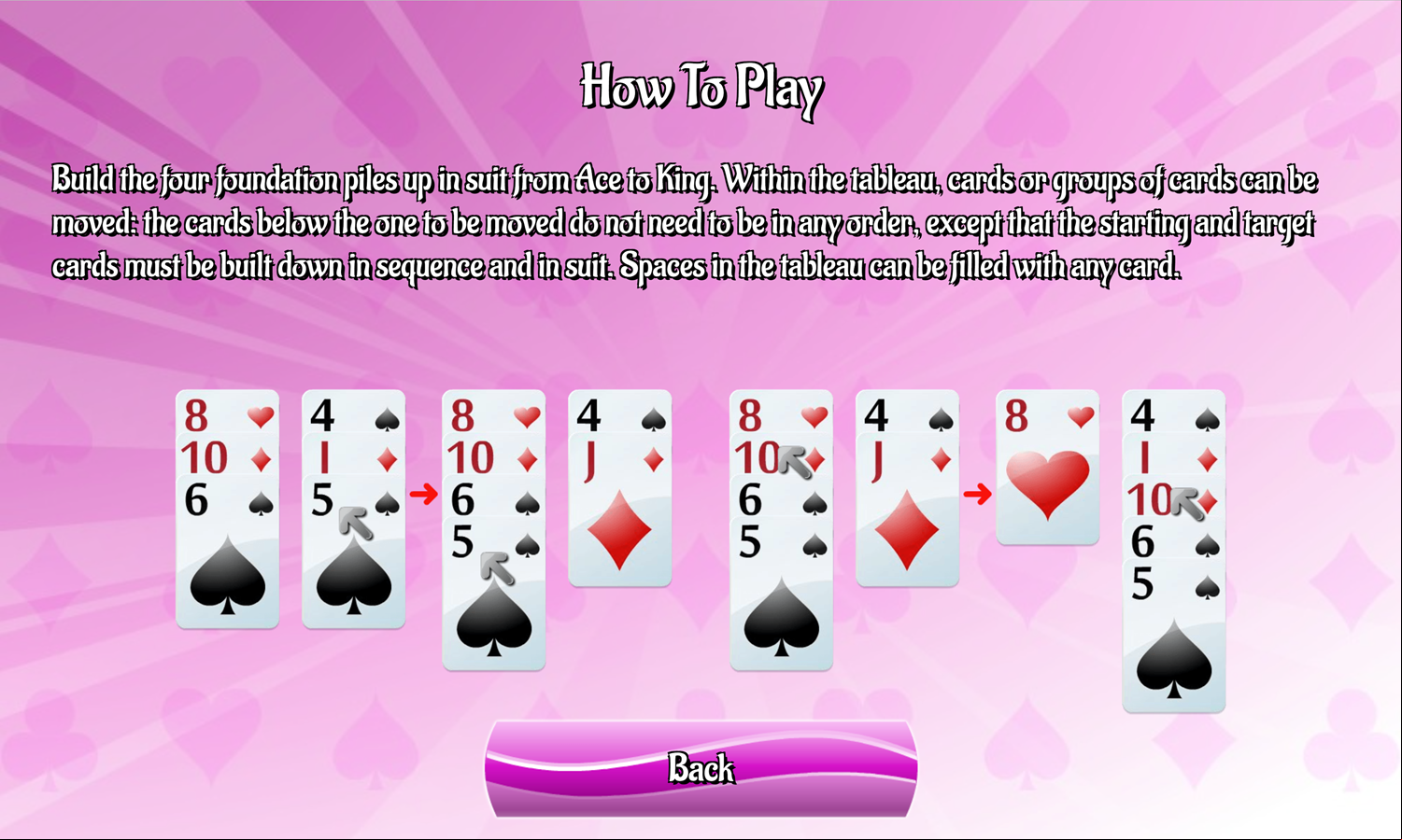 Russian Solitaire Game How to Play Screen Screenshot.