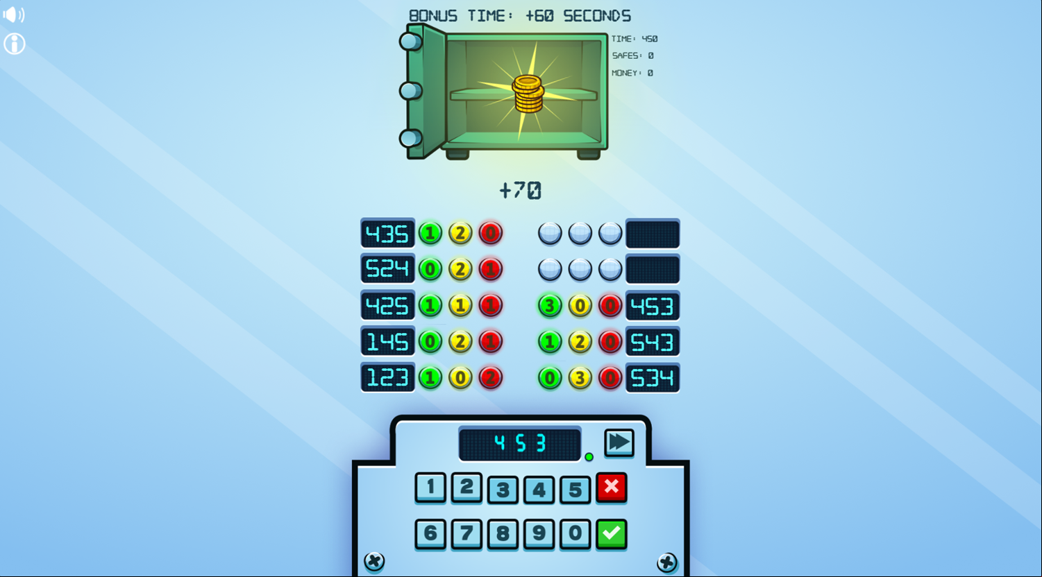 Safe Cracker Game Right Code Screenshot.