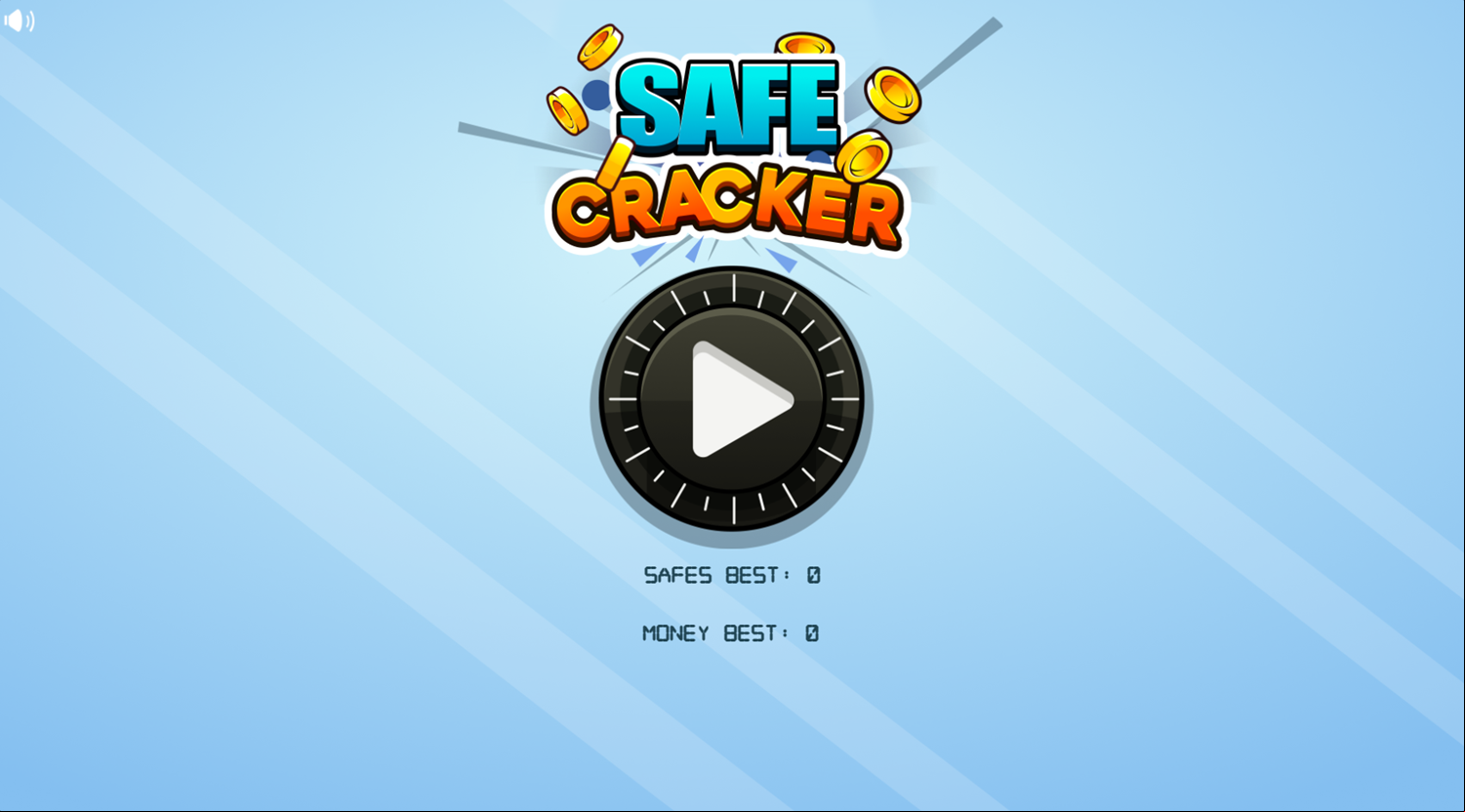 Safe Cracker Game Welcome Screen Screenshot.