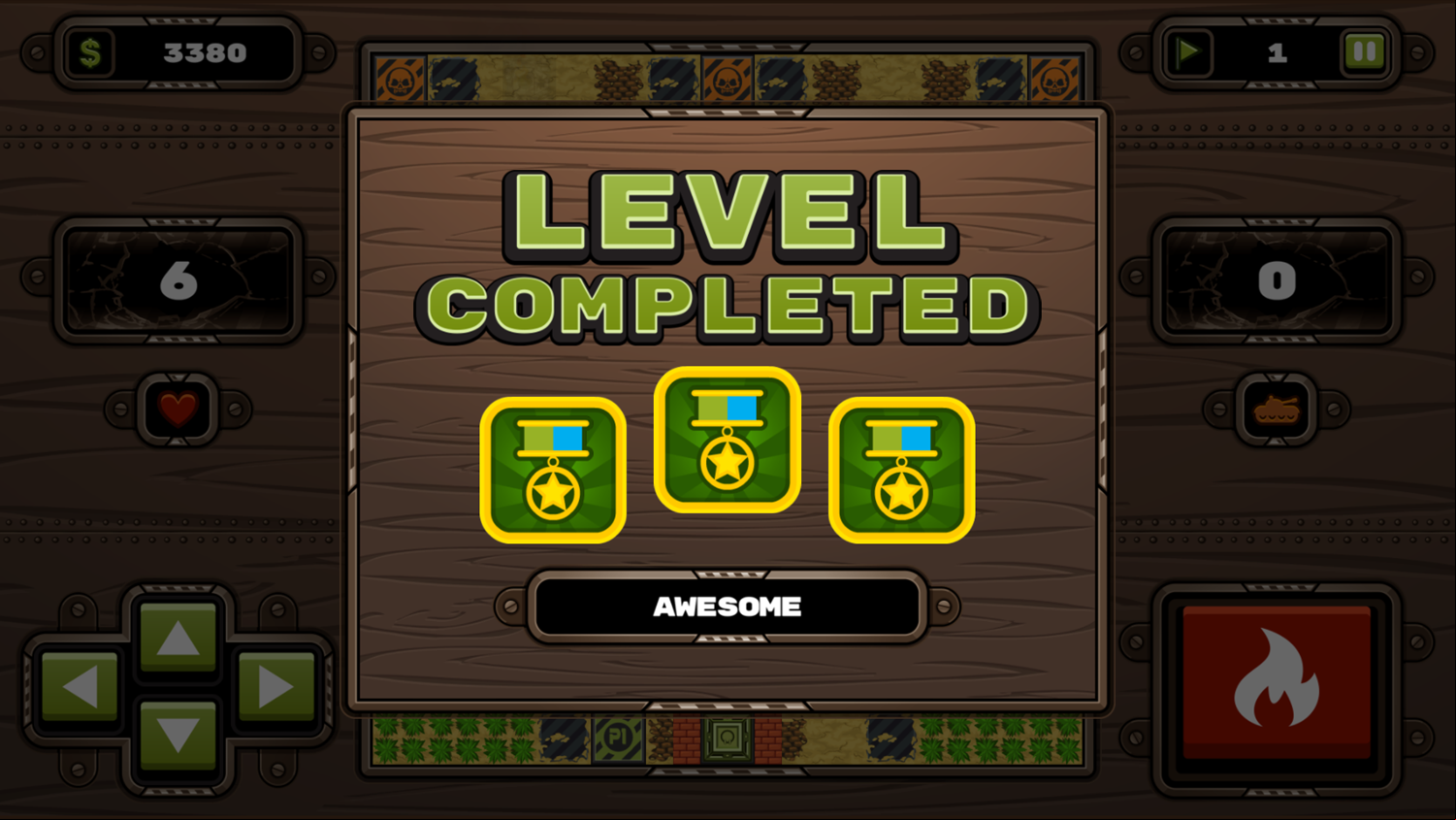 Sahara Invasion Game Level Completed Screenshot.