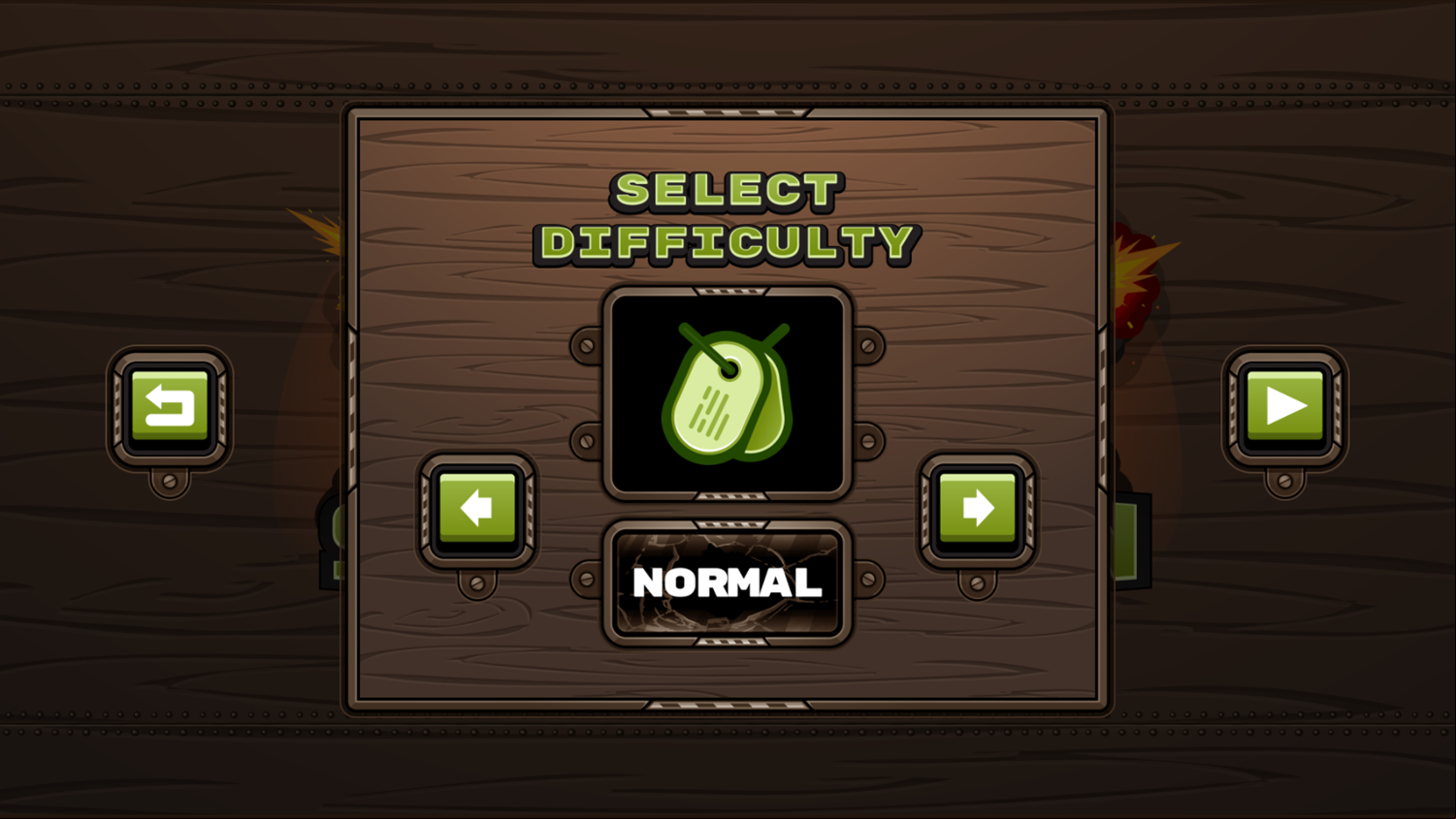 Sahara Invasion Game Select Difficulty Screenshot.