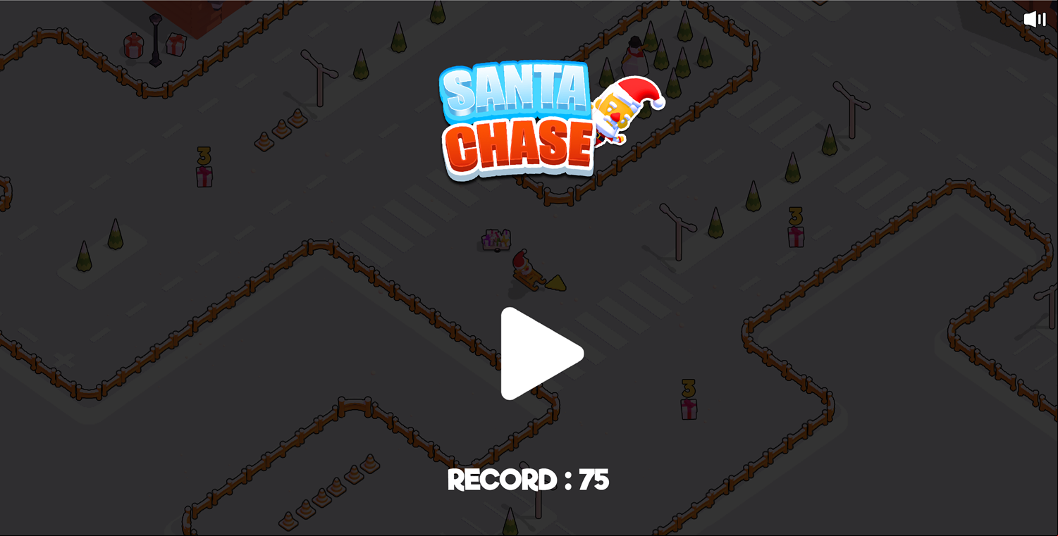 Santa Chase Game Welcome Screen Screenshot.