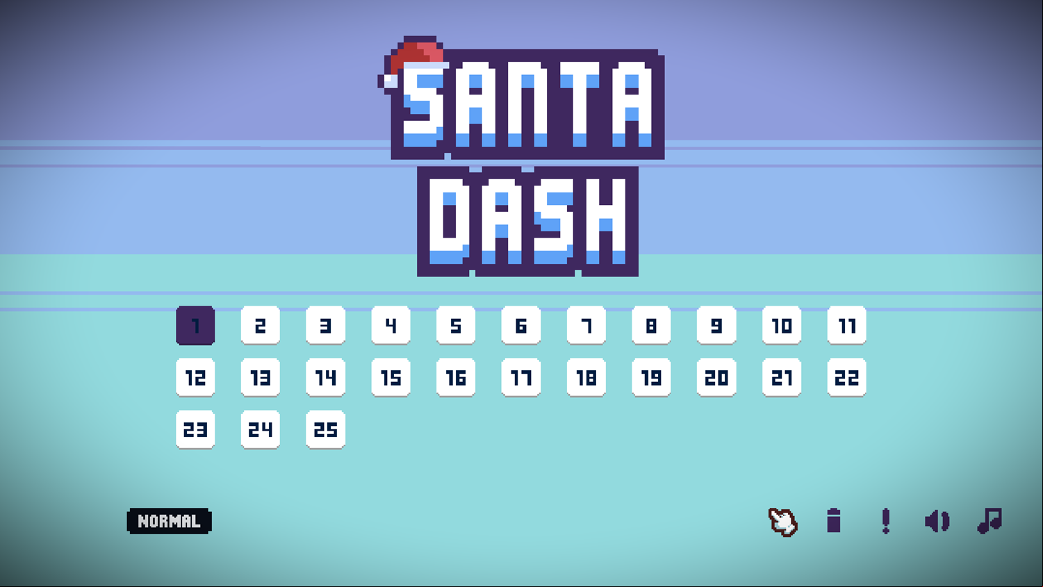 Santa Dash Game Welcome Screen Screenshot.