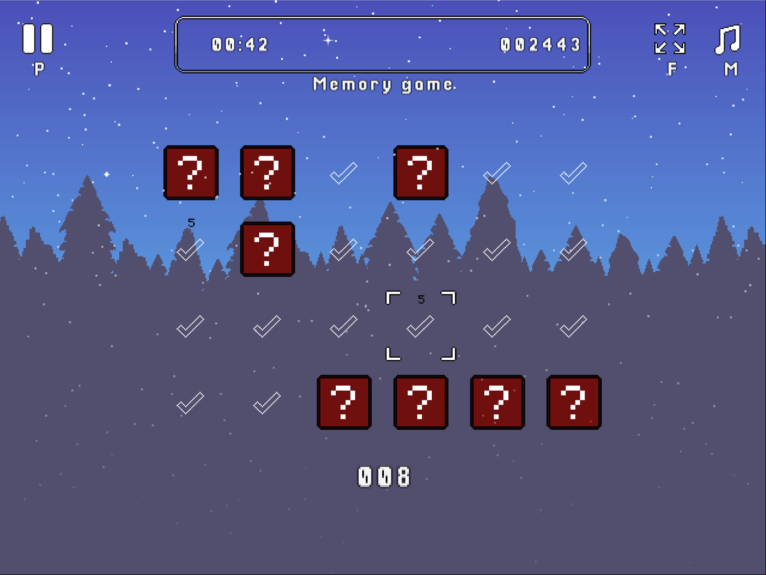 Santa Games Memory Game Gameplay Screenshot.