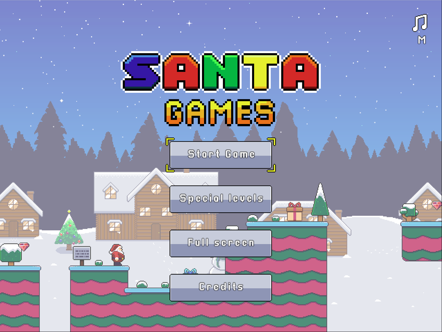 Santa Games Welcome Screen Screenshot.