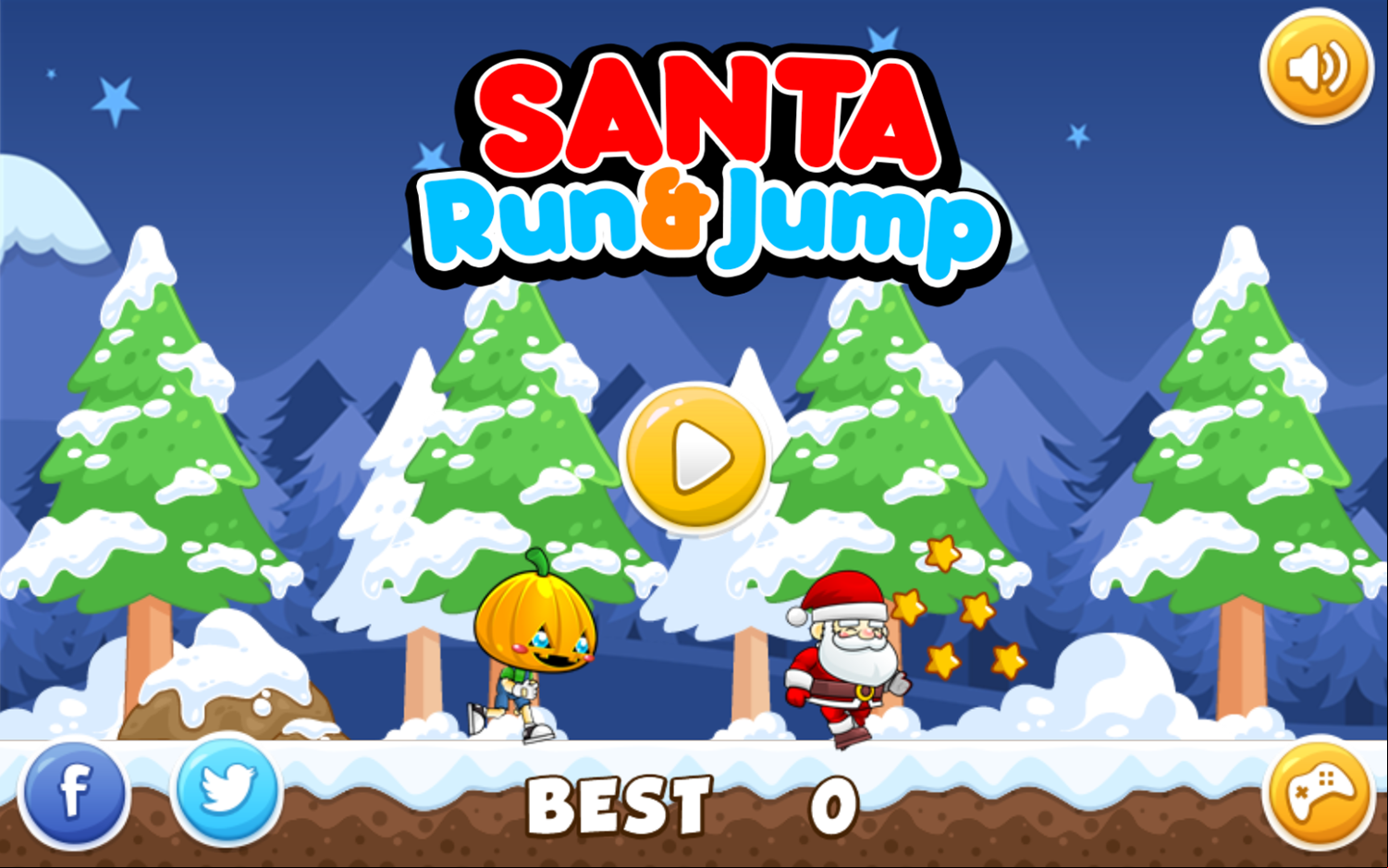 Santa Run and Jump Game Welcome Screen Screenshot.