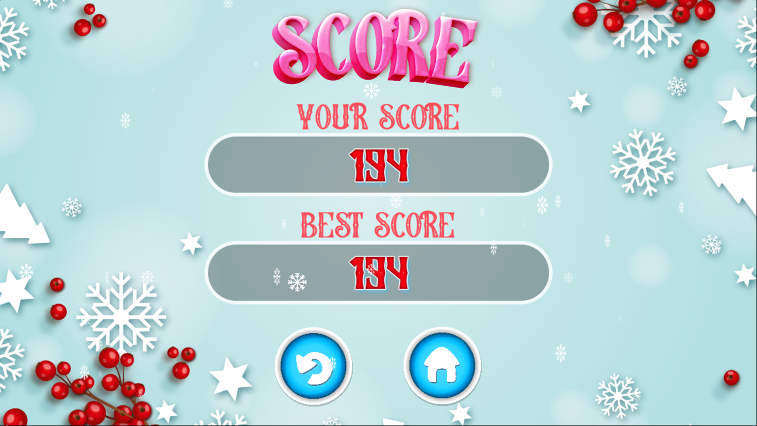 Santa's Journey Game Score Screenshot.