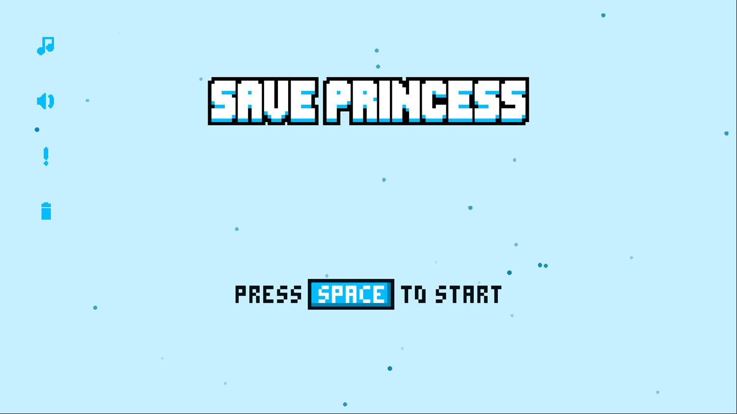 Save Princess Game Welcome Screen Screenshot.