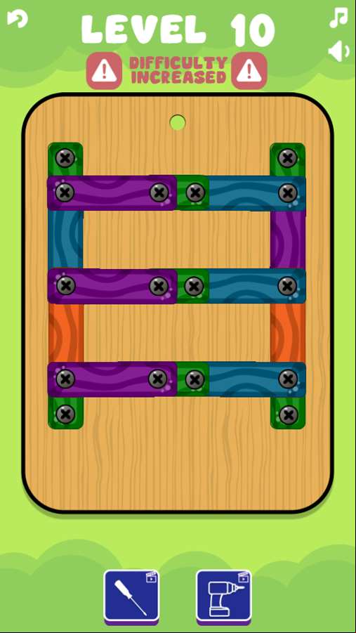 Screw Puzzle Game Level Progress Screenshot.