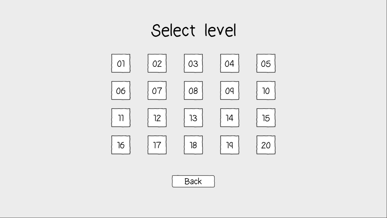 Scribble World Platform Puzzle Game Level Select Screen Screenshot.