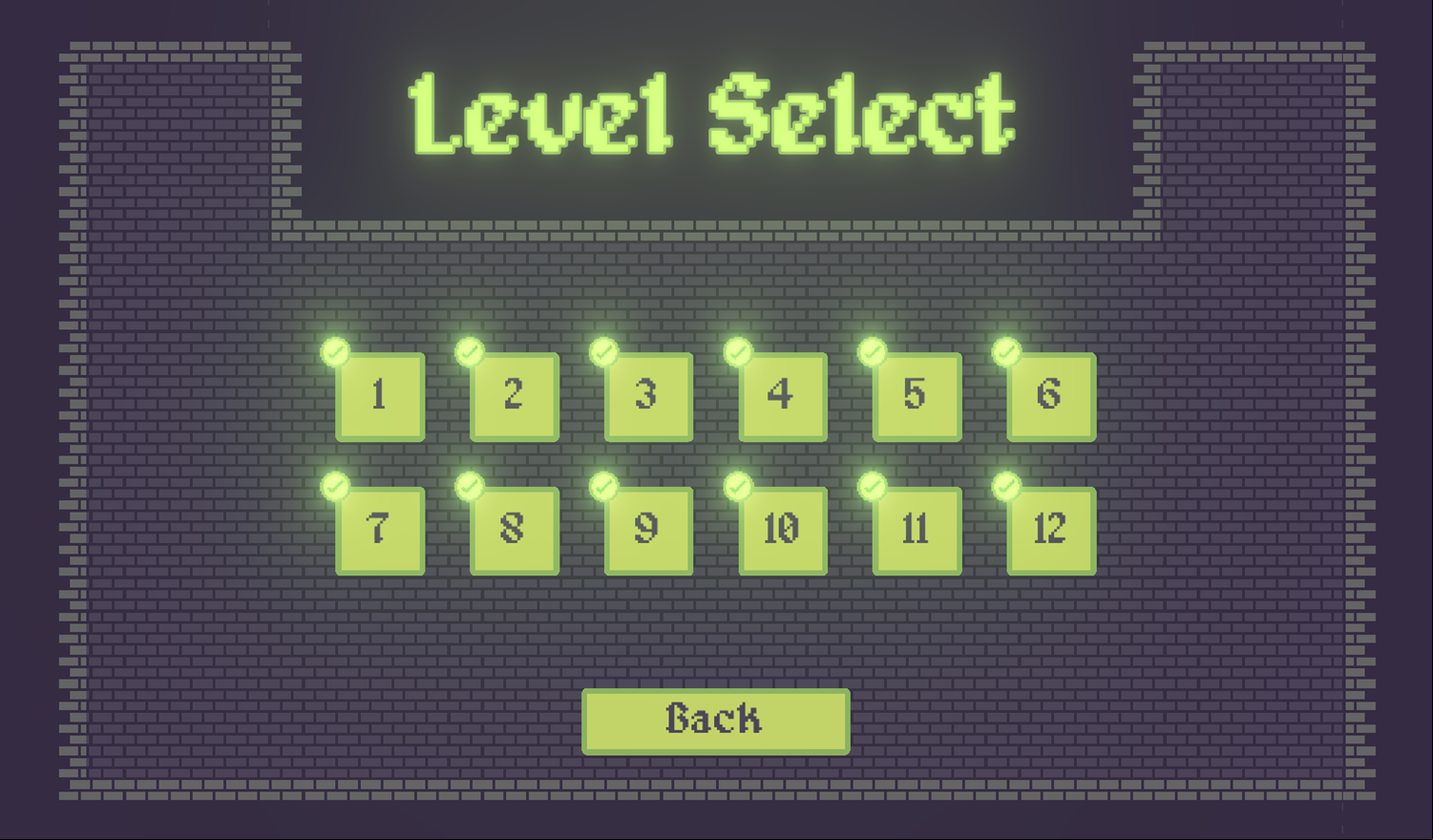 Shining Knight Game Level Select Screen Screenshot.