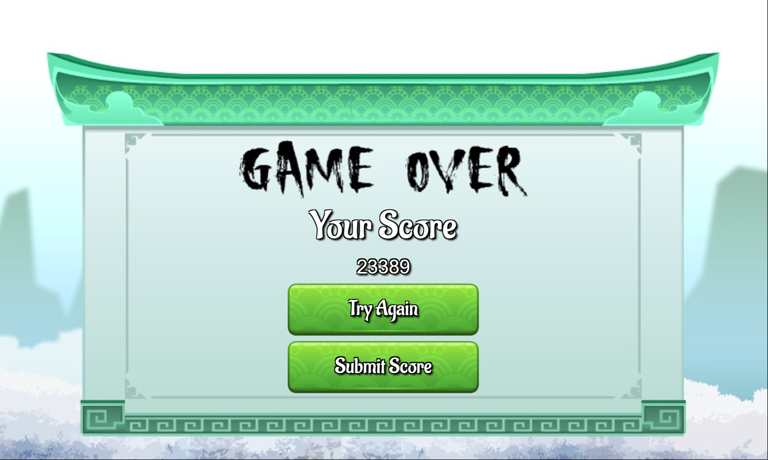Shisen-Sho Game Over Screen Screenshot.