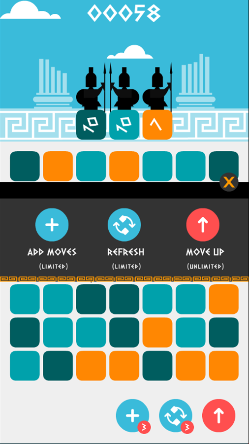 Six Moves Game Power Up Instructions Screen Screenshot.