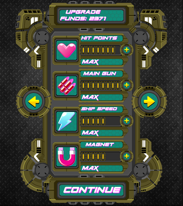 Sky Warrior Game First Upgrade Menu Complete Screen Screenshot.