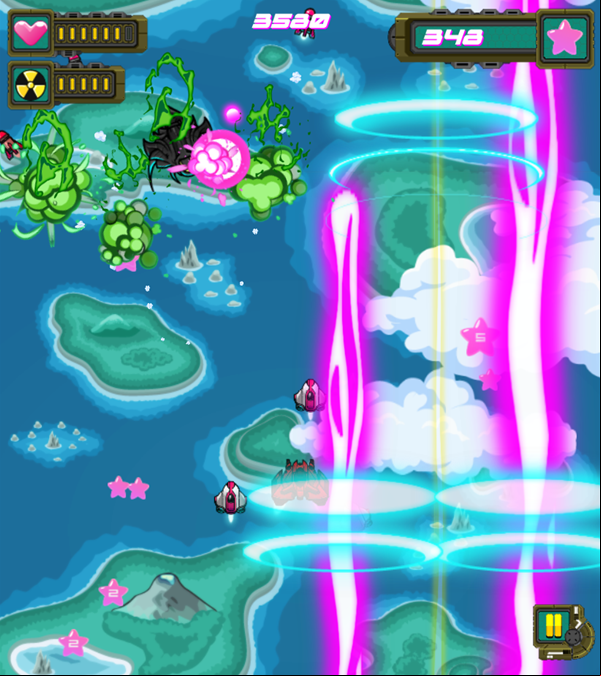 Sky Warrior Game Laser Attack Screenshot.