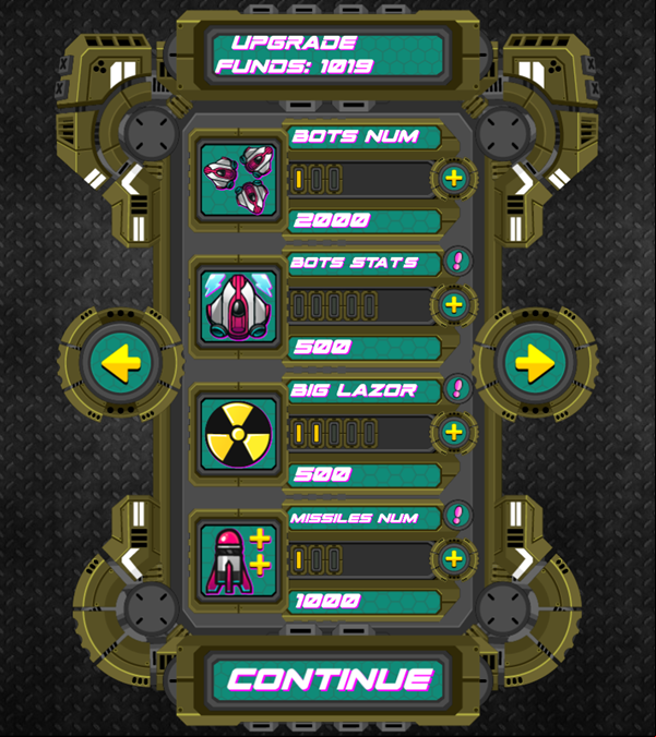 Sky Warrior Game Second Upgrade Menu Screen Screenshot.