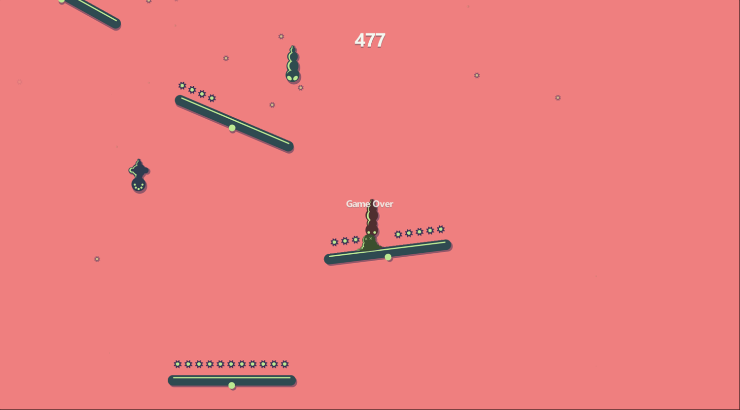 Slide and Fall Game Over Screenshot.