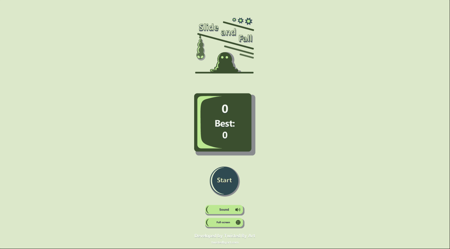 Slide and Fall Game Welcome Screen Screenshot.