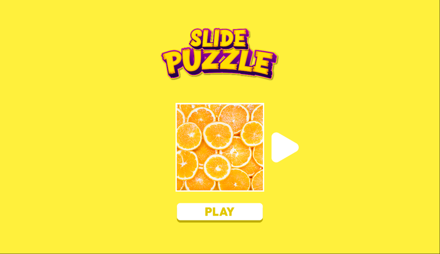 Slide Puzzle Game Welcome Screen Screenshot.