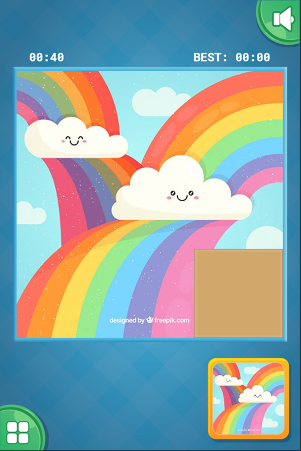 Slider Puzzle Game Level Complete Screenshot.