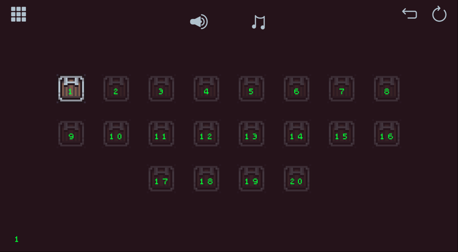 Slidungeon 2 Game Level Select Screenshot.