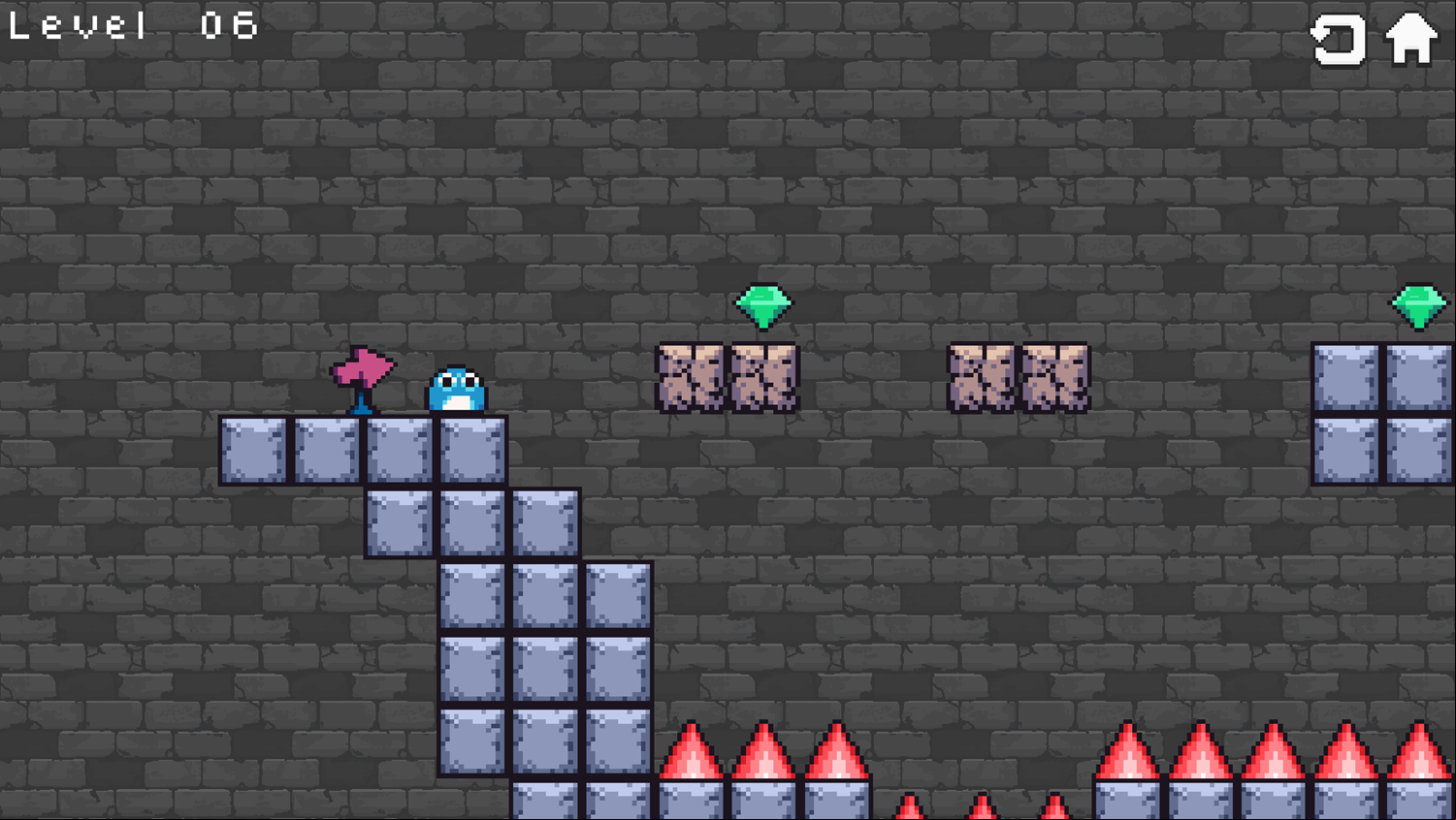 Slime Quest Game Level With Temporary Blocks Screenshot.