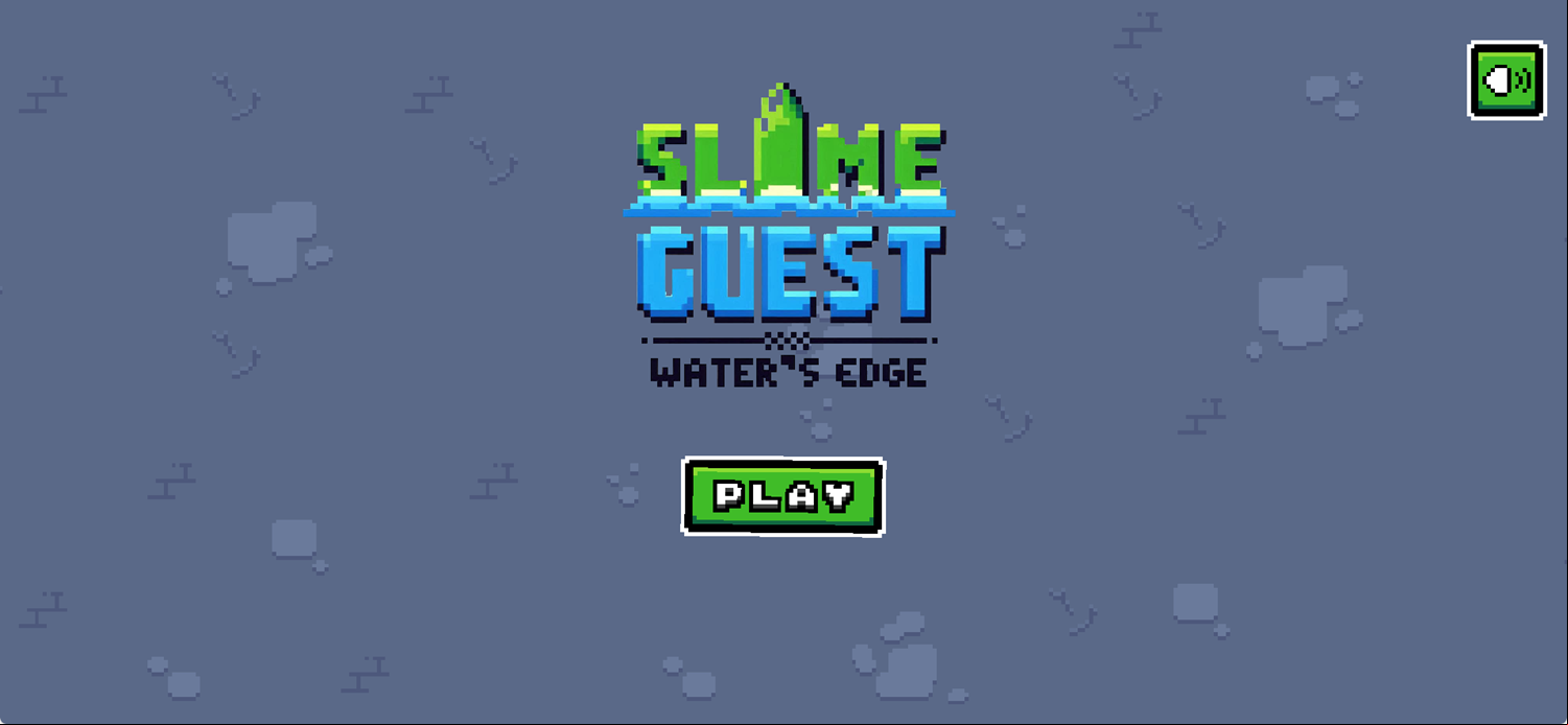 Slime Quest Water's Edge Game Welcome Screen Screenshot.