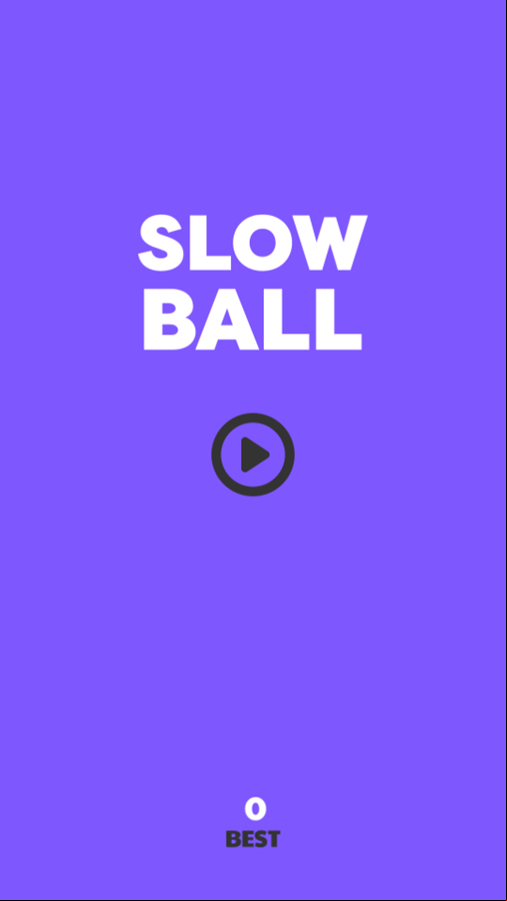 Slow Ball Game Welcome Screen Screenshot.