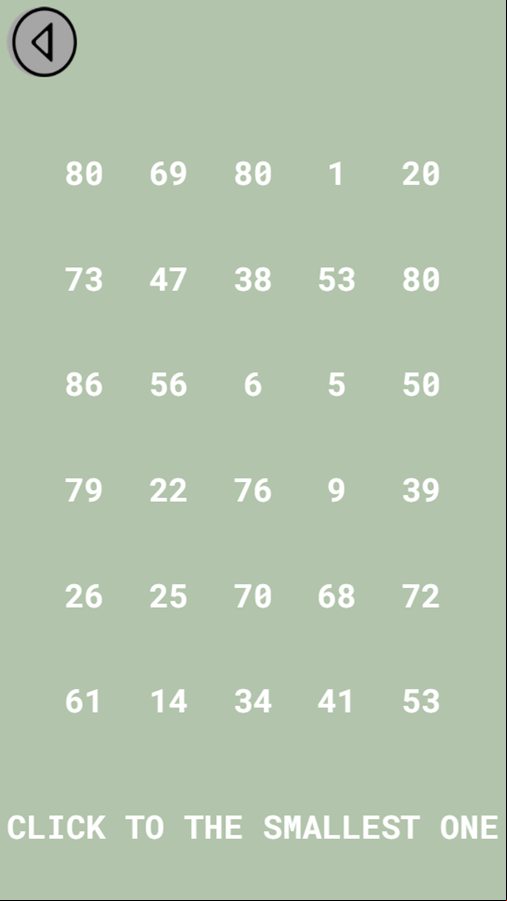 Smallest or Biggest Game Start Screenshot.