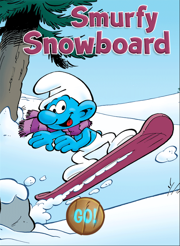 Smurfy Snowboard Welcome Screen Screenshot.