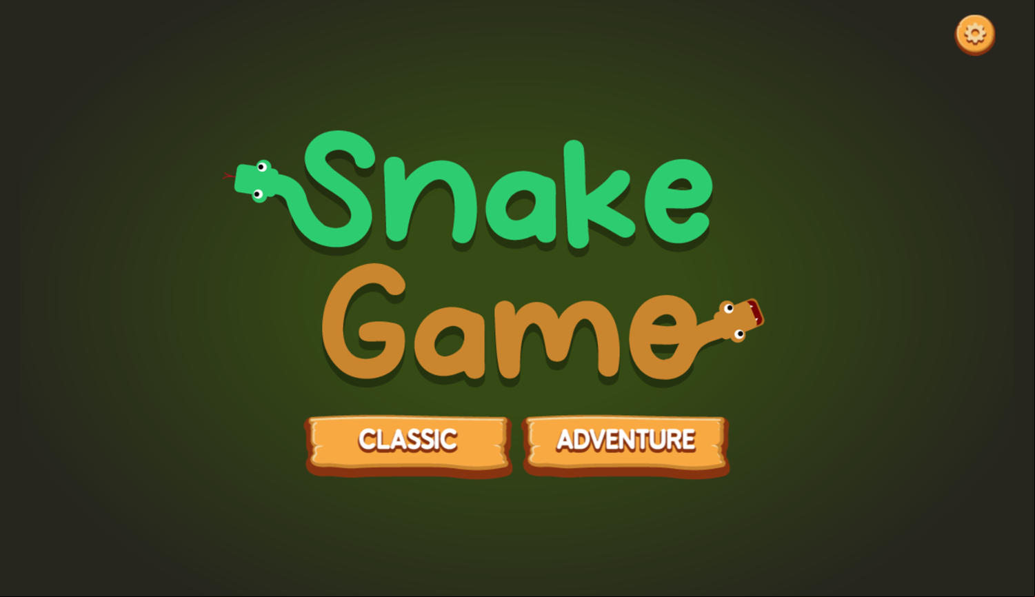 Snake Game Welcome Screen Screenshot.