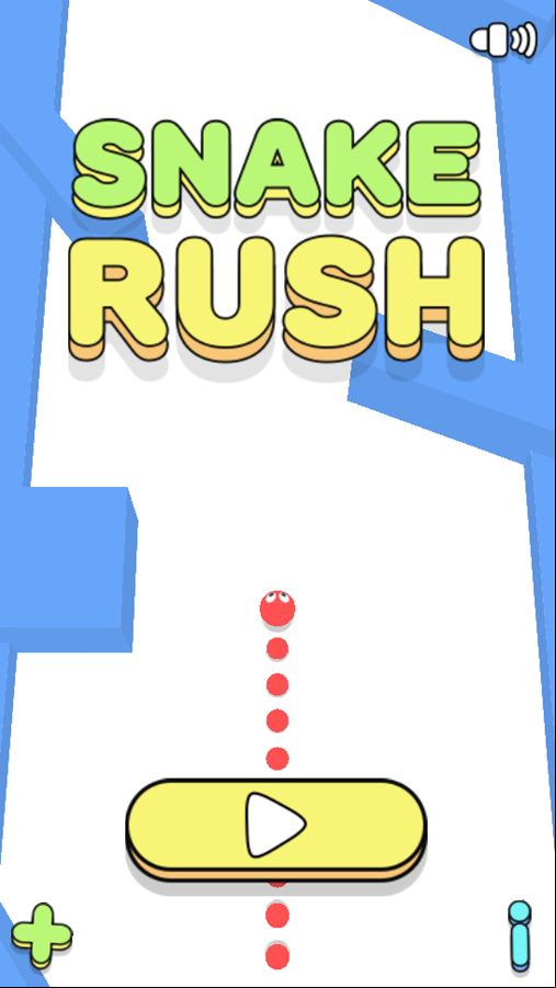 Snake Rush Game Welcome Screen Screenshot.