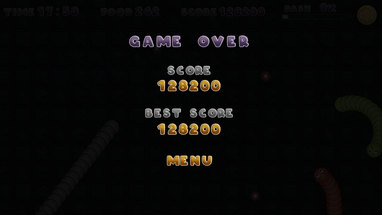 Snake Yo Game Over Screenshot.