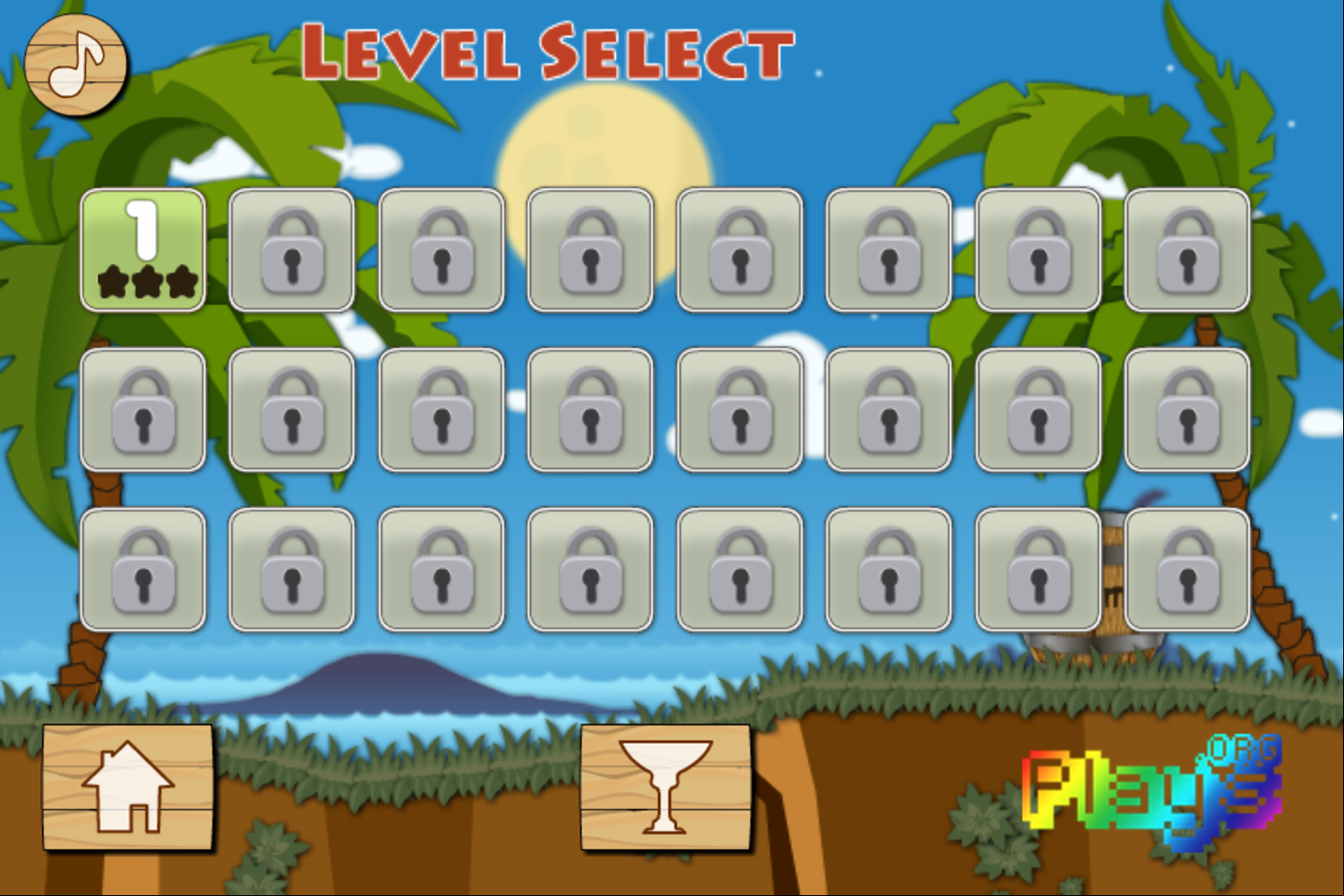 Snoring Pirates Level Select Screenshot.