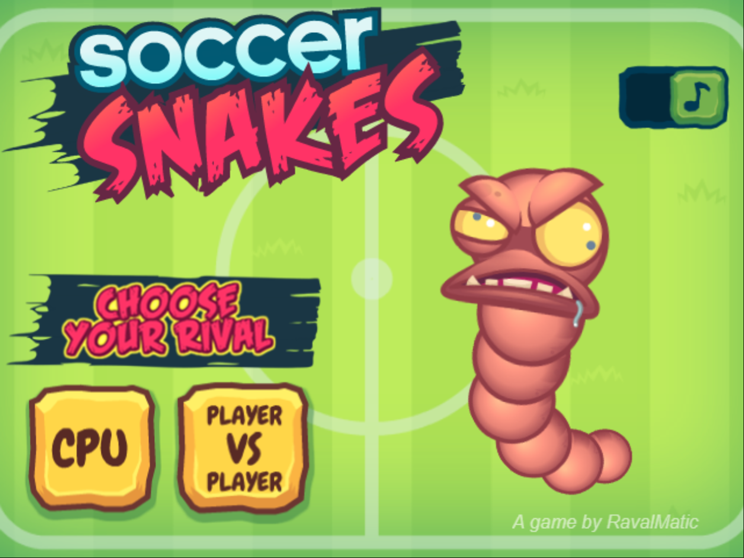 Soccer Snakes Game Welcome Screen Screenshot.