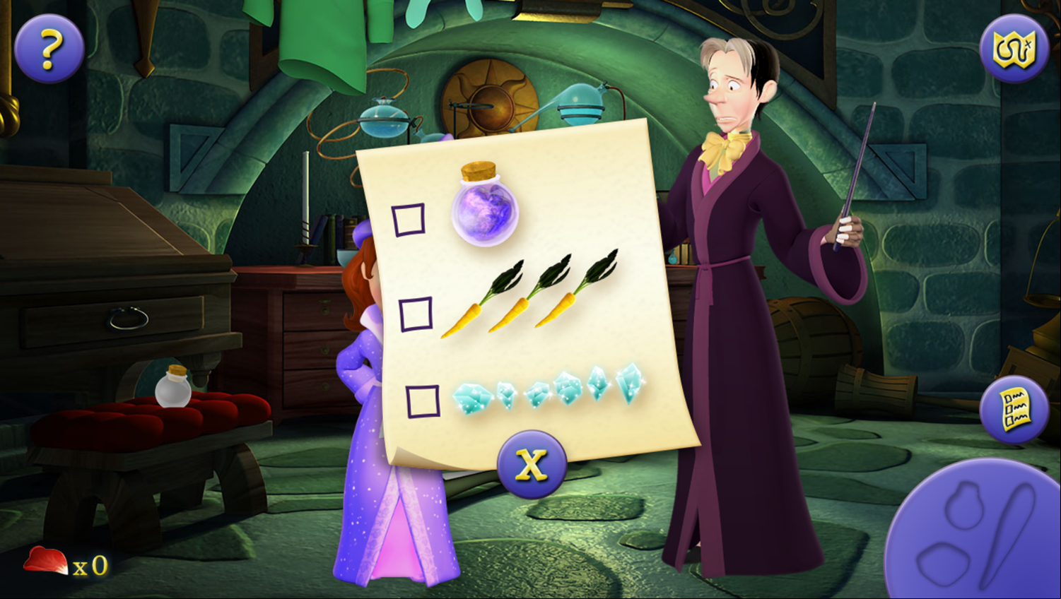 Sofia the First a Spell for Mr. Cedric Game Open Quest Log Screenshot.