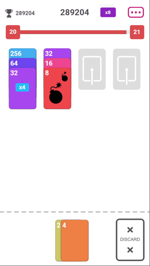 Solitaire 2048 Game Bomb Card Screenshot.