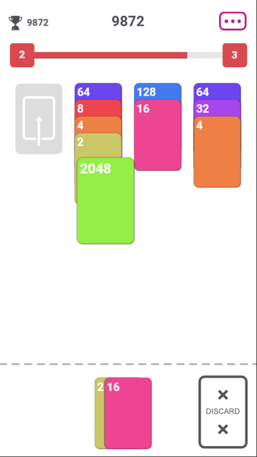 Solitaire 2048 Game Reached 2048 Screenshot.