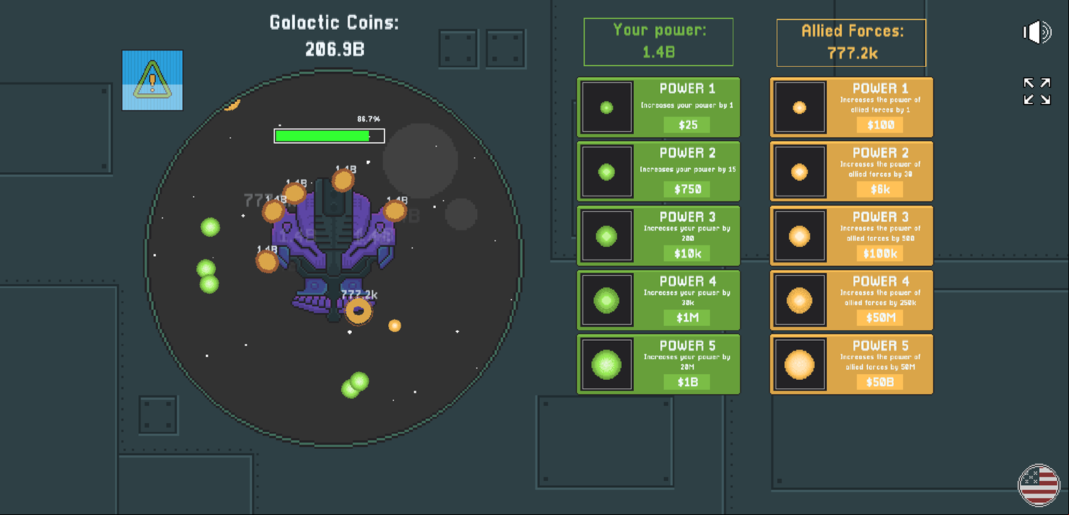 Space Defense Idle Game Screenshot.