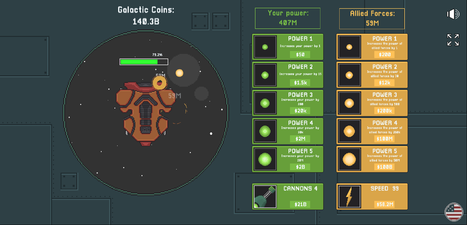 Space Defense Idle Game Second Enemy Progress Screenshot.