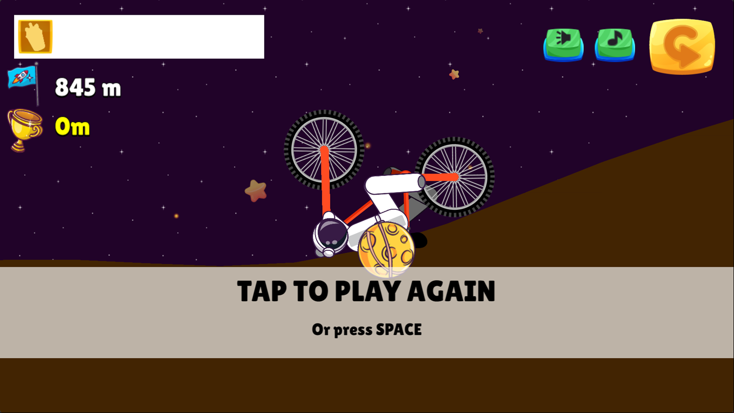 Space Flash Game Over Screenshot.
