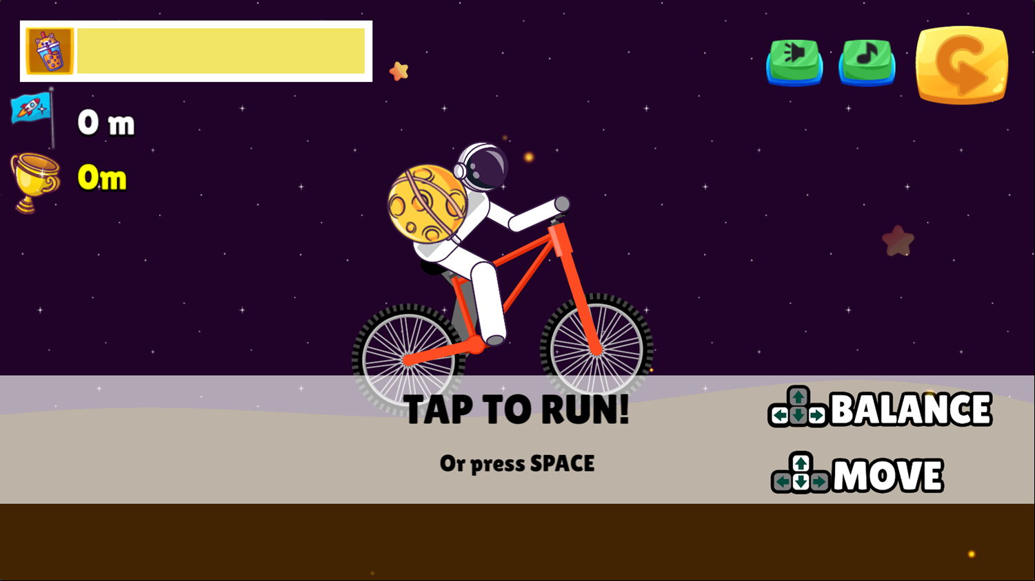 Space Flash Game Welcome Screen Screenshot.